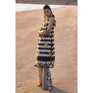 Conjunto de 2 Piezas de Traje de Lona Estampado y Bordado Sin Coser para Mujer TL-42115 - Product Image 4