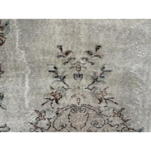 Tapis turc vintage écologique 5,6x8,9 pi (172x270 cm) en laine verte patchwork avec envers en latex - Product Image 5