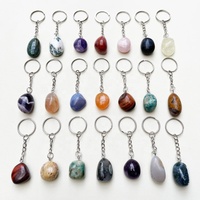 Vente en gros Quartz rose naturel yeux de tigre améthyste Agate Quartz clair dégringolé pierre cristal porte-clés pour cadeau