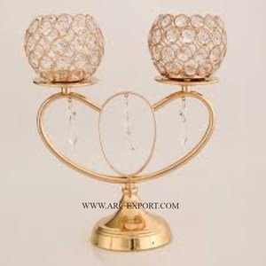 Fleur en métal conception or poli 2 jointoiement cristal chauffe-plat support votif plus grande qualité dessus de table décoration votive - Product Image 2