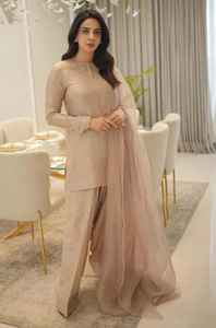 Farshi Shalwar soie brodée à la main robe traditionnelle pakistanaise femmes vêtements vêtements ethniques mode culturelle Shalwar Kameez - Product Image 6