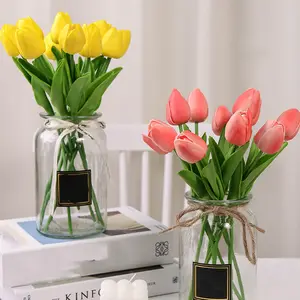 Di alta qualità PU tulipano fiori artificiali mazzi a mano fiori finti per soggiorno camera da letto casa di nozze