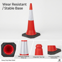 Cône de signalisation routière géant en HDPE de 40 pouces (100 cm), robuste, réfléchissant prismatique haute intensité, certifié CE, pour la sécurité routière