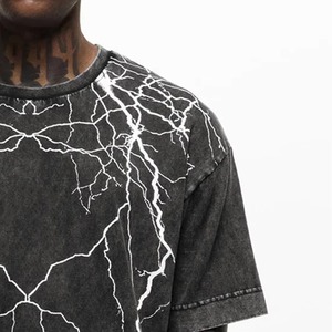 2025 surdimensionné acide pierre Vintage T-Shirt pour hommes lavé Polyester/coton Hip Hop col montant Style Streetwear - Product Image 4