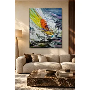 Impression sur toile de voilier coloré Fida sur vagues moussées - Product Image 3