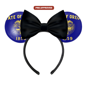 Pedido de Fábrica Personalizado H.E.R. Accesorios de vinilo de ajuste universal, diadema hecha a medida, orejas de ratón con diseño de la bandera de Oregon - Product Image 1