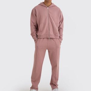 Survêtement personnalisé à motif uni avec fermeture éclair pour hommes, ensemble avec sweat à capuche, derniers vêtements de sport d'hiver pour le fitness - Product Image 6