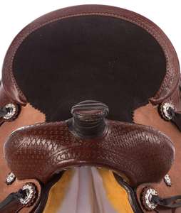 Selle de cheval pour jeunes Western Show en cuir marron avec têtière, rênes et collier de poitrine pour la course de barils et le roping - Product Image 5