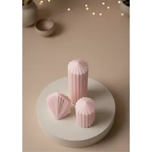 Handmade Modern Geometric Shaped Decorative Wax Candle Set for Home Holiday Decor Custom Scented for Halloween DIY Pillar - Product Image 2