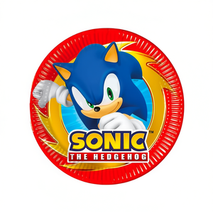 Assiettes en plastique Sonic the Hedgehog, 19,5 cm, 6 pièces, vaisselle de fête écologique - Product Image 2
