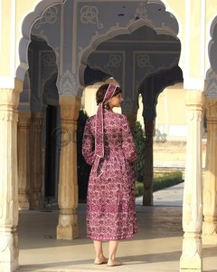 Fashion Women Clothing Elegant Ladies Floral Block Print Casual Dress Long Midi Vintage Puffi <b>Sleeves</b> With Belt Women Dresses - Product Image 6