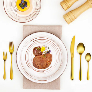 Juego de cubiertos de acero inoxidable dorado brillante con mango real para el hogar, fiestas de boda, vajilla, juegos de cubiertos para comer - Product Image 4