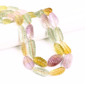 Natural Carved Nugget Shape Gemstone Beads Ametrine Green Pink Amethyst <b>Citrine</b> Lemon Quartz Rose Quartz 8x16-14x30MM Strand 24' - Product Image 3