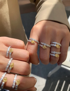 Anillo de serpiente de oro blanco de 18 quilates con cabeza de diamante amarillo, joyería de racimo personalizada para mujer, anillo de racimo de diamante amarillo a la moda - Product Image 3