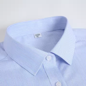 Camisa de vestir informal con cuello abotonado para hombre 60% algodón 40% poliéster manga larga patrón sólido 180 gramos negocios clásicos - Product Image 6