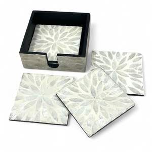 Juego de Posavasos de Lujo Estilo Bohemio con Nácar y Caja de Almacenamiento, Origen Vietnam, para Posavasos y Decoración de Interiores - Product Image 1