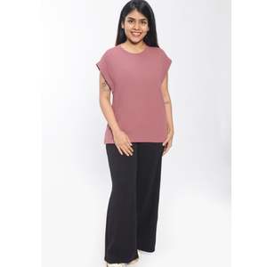 Elegant Waffle Knit Cap Sleeve <b>Women</b> Top Relaxed Fit Lightweight Round Neck Office Casual Textured Fabric Daily Wear <b>Blouse</b> - Product Image 1