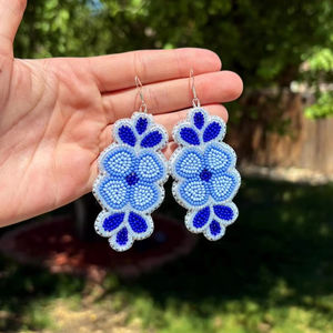 Boho ต่างหูลูกปัดด้วยการออกแบบสีฟ้าครามแอนดี้ cascading Fringe, เครื่องประดับของขวัญที่ไม่ซ้ำกัน - Product Image 1