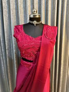 Indian Boutique's Graceful Rangoli Silk Fabric Saree Beautiful Ready-Wear with Traditional <b>Charm</b> Contemporary Style for Parties - Product Image 6