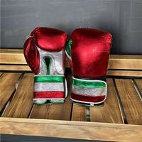 Gants de boxe professionnels en cuir métallisé brillant, fermeture à lacets, sangle de poignet réglable, couleurs personnalisables, taille unique