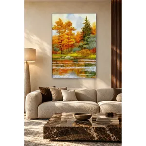 Impression sur toile aquarelle Fida Forêt d'automne au bord du lac - Product Image 2
