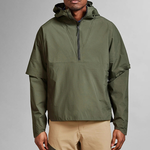 Chaqueta Cortavientos para Hombre con Capucha, Media Cremallera, Bolsillos Laterales, Resistente al Viento, con Logotipo Personalizado OEM - Product Image 1