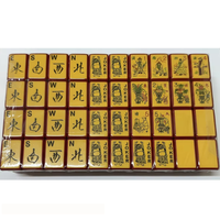 Tuiles de Mahjong Américaines Jaunes Vintage de Luxe, Ensemble de 160 Tuiles, Collection Designer Rétro en Acrylique Gravé de Qualité Supérieure pour la Décoration Intérieure