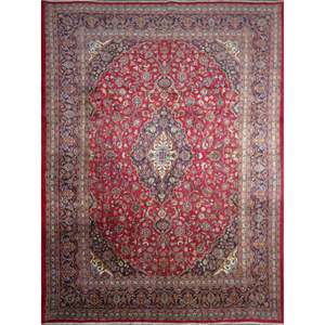 Tapis rectangulaire rouge de style vintage haut de gamme, noué à la main, en laine et coton, pour le salon et la décoration intérieure. - Product Image 1