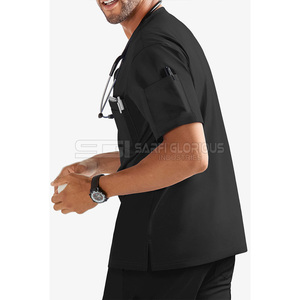 Uniformes Médicos Personalizados para Hombre, Uniformes Médicos de Manga Corta con Cuello Alto, Conjuntos de Uniformes Médicos Ligeros con Diseños Únicos - Product Image 3