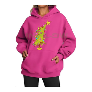 Sudaderas con capucha personalizadas para mujer, sudaderas con capucha de chenilla bordadas de punto sólido informal, sudaderas con capucha de lana de algodón pesado, calle informal - Product Image 3