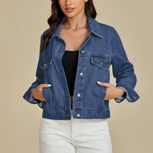Vestes en jean pour femmes à la mode de rue au prix de gros Vestes en jean pour femmes à col rabattu à vendre en ligne - Product Image 4
