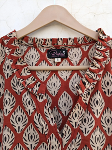 Hand Block Printed Maxi <b>Dress</b> Floral Cotton Sleeveless Summer/Winter/Autumn Solid Pattern Partywear Maxi <b>Dress</b> <b>For</b> <b>Women</b> - Product Image 3