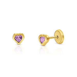 Pendientes de tuerca de latón de diseño religioso de moda con corazón CZ piedra rodio y chapado en oro para fiestas - Product Image 1