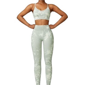 Conjunto de sujetador y mallas de moda informal con material de algodón suave para mujeres, Yoga, Pilates, correr, entrenamiento de gimnasio y uso diario - Product Image 1