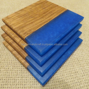 Posavasos de madera artesanal de primera calidad para bebidas, juego de posavasos de madera con parte superior con impresión artística para decoración de mesa en el hogar u oficina. - Product Image 3