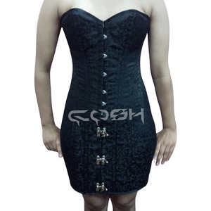 Vestido Corsé Rojo de Brocado sin Tirantes a la Moda - Product Image 4
