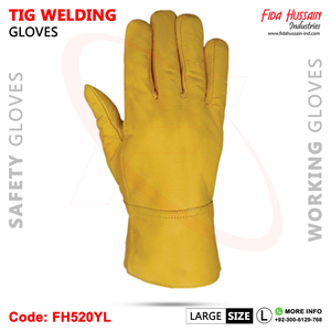 Soudage Anti-chaleur Bonne peau de chèvre de qualité supérieure Sécurité du travail Protection Respirant 2025 Soudage TIG Gants en cuir jaune - Product Image 3