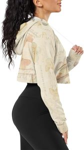 Top court à capuche pour femmes 100% coton polaire haute qualité sweat à capuche court pour femmes manches longues motif mignon imprimé haut court 2026 - Product Image 5