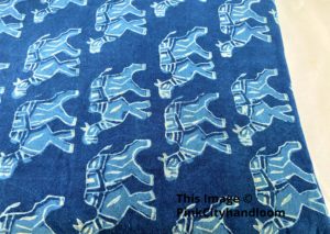 By the Yard Fabric Cotton Blue Royal Natural Indigo Hand Block Indian Cloth for Women Dress Material Curtain Fabric - Product Image 2