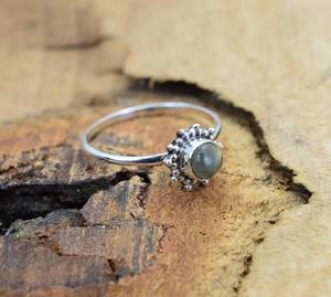 New Arrival Dainty 925 <b>Sterling</b> <b>Silver</b> Gemstone <b>Ring</b> 6mm Madagascar Golden Labradorite Bezel <b>Set</b> with Minimalist Solid Design - Product Image 3