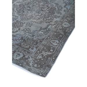 Tapis en laine noués à la main gris et noir vintage Pae-2104, nouveau motif médaillon abstrait fait main pour la maison, le couloir et le salon - Product Image 2