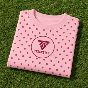 Women's Blush <b>Pink</b> Crewneck <b>Sweatshirt</b> with Dark Rose Allover Polka Dots Long Sleeve Trackstar OEM Private Label - Product Image 6