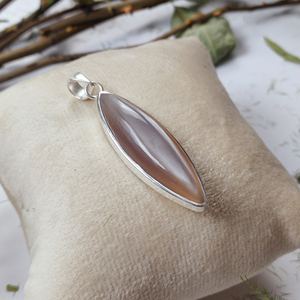 Colgante de plata de ley 925 con cabujón de piedra lunar marquesa de chocolate, hecho a mano, al por mayor - Product Image 5