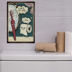 <strong>Funny</strong> Metal Aluminum Sign for Decorating the Toilet, Humorous <strong>Quote</strong> Vintage <strong>Bathroom</strong> Wall Art Metal Sign - Product Image 6