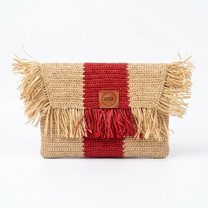 Bolso de Mano de Rafia Tejido a Mano para Verano con Adorno de Flecos, Tono Neutro, Bolso de Moda para Dama, Oficina, Viajes, Portátil - Product Image 2