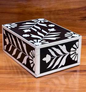 Caja de almacenamiento Rectangular blanca y gris hecha a mano, joyería con incrustaciones de hueso únicas, recuerdo, decoración de Mesa para el hogar por HF CRAFTS - Product Image 4