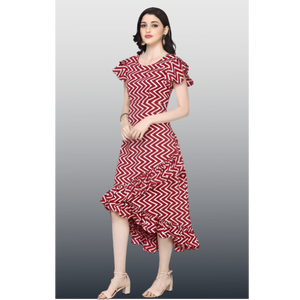 Vestido Floral Premium de Alta Costura con Volantes Altos y Bajos para Mujer, Tela Crepé Suave y Ligera - Product Image 3