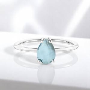 ขายส่งแหวนลูกแพร์สีฟ้าโทแพซพลอยควอตซ์925แหวนทำด้วยมือแหวนง่ามชุดแหวนหินสำหรับผู้หญิงเครื่องประดับที่กำหนดเอง - Product Image 1
