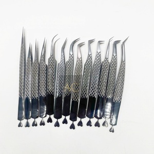 ชุดแหนบสแตนเลสแบบมืออาชีพปลายแหลมขนตาปลอมสีดำเส้นใยพลาสม่าออกแบบโลโก้ได้ตามต้องการ - Product Image 3