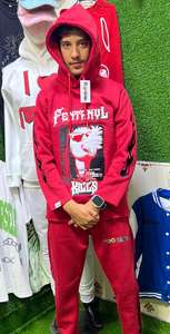 เสื้อมีฮู้ดซักได้สำหรับผู้ชายขนาดใหญ่พิเศษกางเกงขาบานปักลาย3D แบบสตรีทแวร์สีพื้นแบบกำหนดเอง - Product Image 6